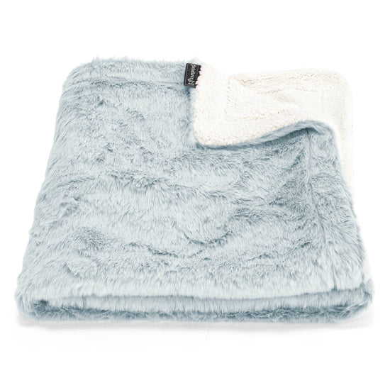 Sherpa-Decke - Kaninchen Kunstfell Pastellblau 01