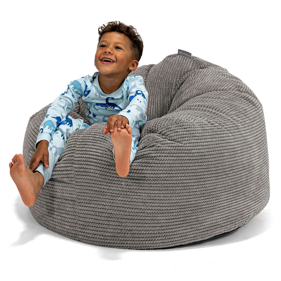 Riesen Kuschel Sitzsack für Kinder 3-8 Jahre - Waffle Cord Anthrazit 01
