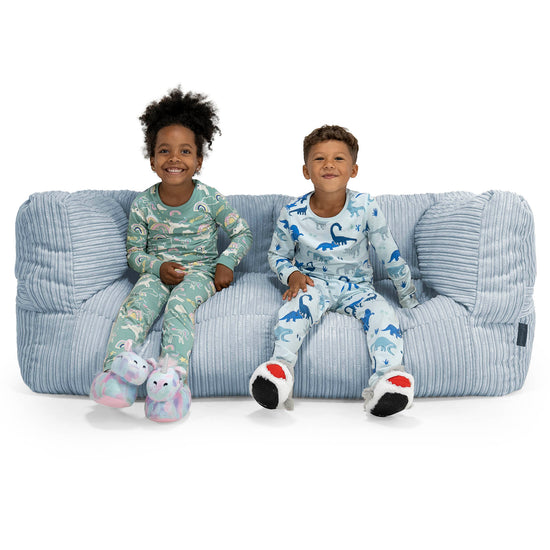 Riesen Albert Kinder Sitzsack Sofa 3-14 Jahre - Cord Baby Blau 01