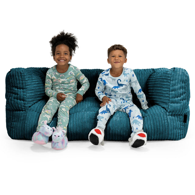 Riesen Albert Kinder Sitzsack Sofa 3-14 Jahre - Cord Blaugrün 01