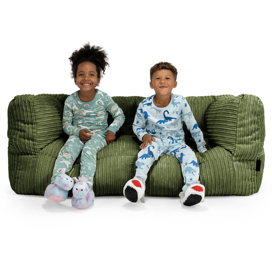 Riesen Albert Kinder Sitzsack Sofa 3-14 Jahre - Cord Nadelwaldgrün 01