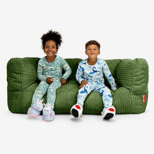 Riesen Albert Kinder Sitzsack Sofa 3-14 Jahre - Cord Nadelwaldgrün 01