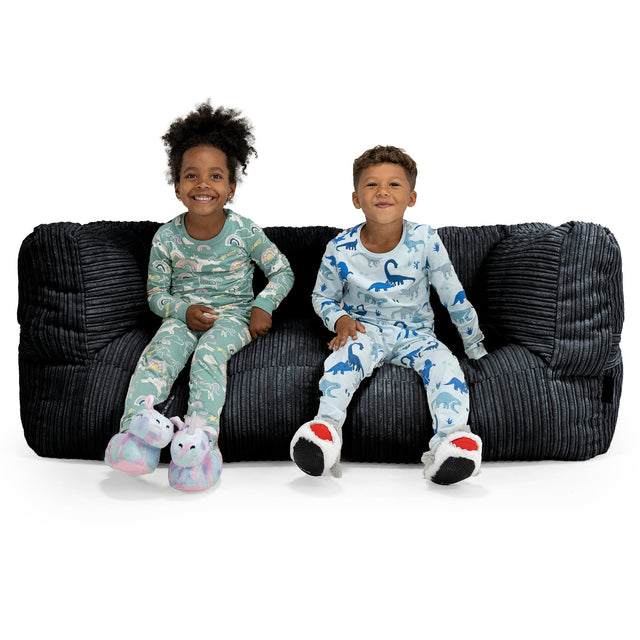 Riesen Albert Kinder Sitzsack Sofa 3-14 Jahre - Cord Schwarz 01