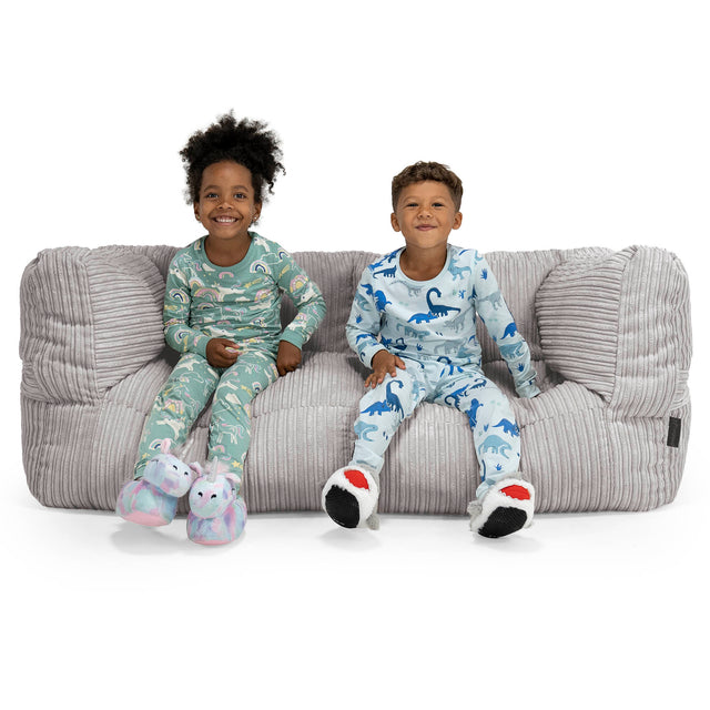 Riesen Albert Kinder Sitzsack Sofa 3-14 Jahre - Cord Silber 01