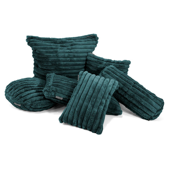 Riesen Dekokissen / Sofa Kissenbezug 40 x 80cm - Ultra Plüsch Cord Blaugrün 02