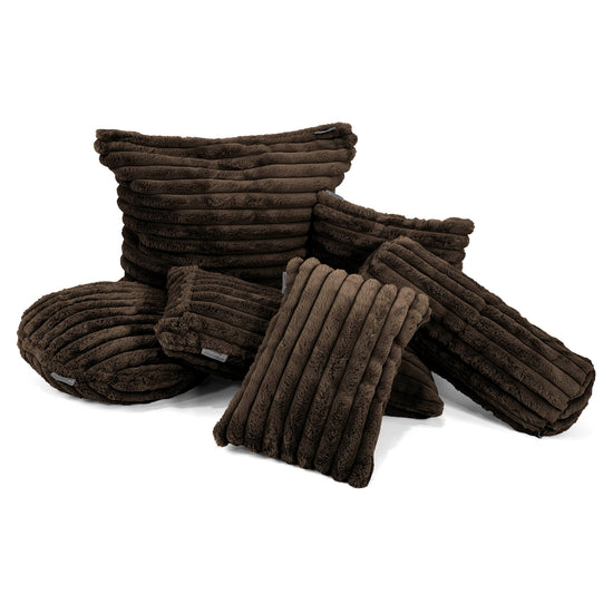 Riesen Dekokissen / Sofa Kissenbezug 40 x 80cm - Ultra Plüsch Cord Nussbraun 02
