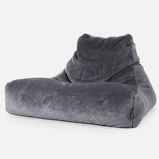 Riesen Sitzsack Lounge Sessel - Teddy Kunstfell Dunkelgrau 01