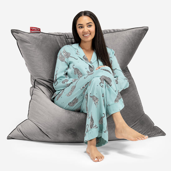 Sitzsack XXL - Samt Silber 02