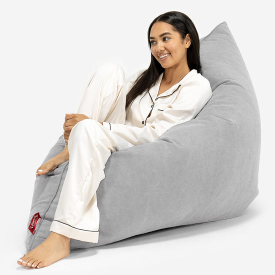 Sitzsack XXL - Stonewashed-stoff Pewter 04