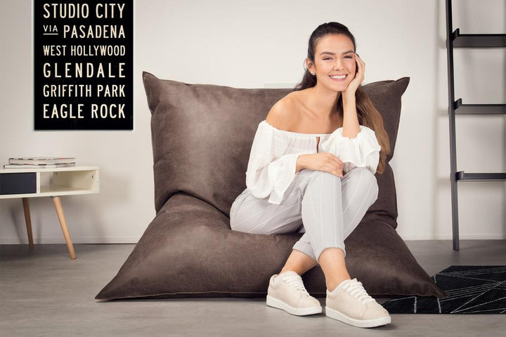 Sitzsack XXL - Vintage Leder Schiefergrau 05