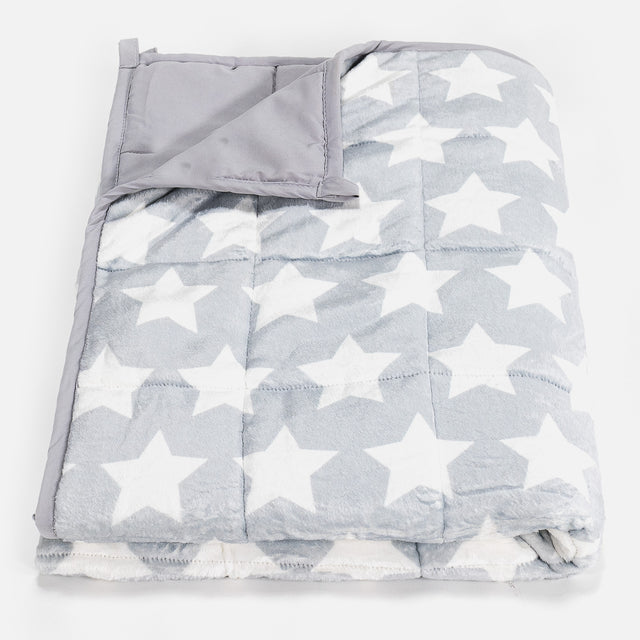 Gewichtsdecke für Kinder - Flanell-Fleece Grau Star 01