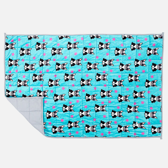 Gewichtsdecke für Kinder - Flanell-Fleece Mops 03