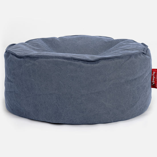 Sitzhocker Pouf - Stonewashed-stoff Marineblau 01