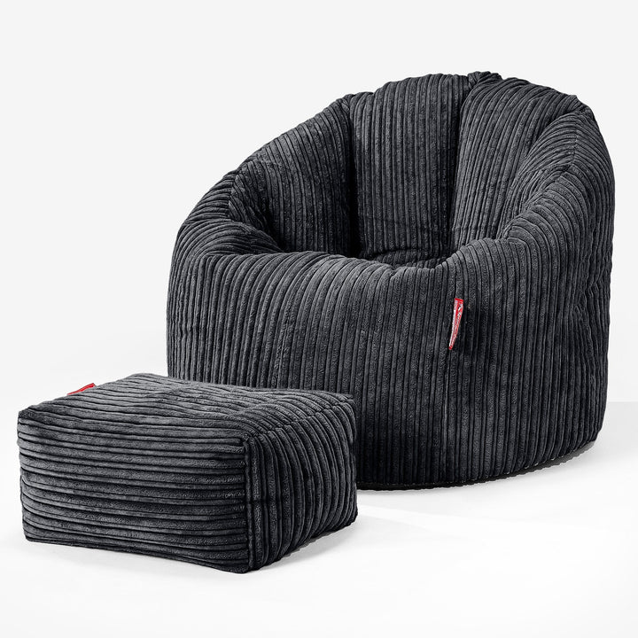 Sitzsack Kuschel Lounge Sessel - Cord Schwarz 02