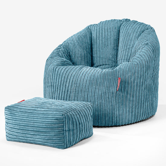 Sitzsack Kuschel Lounge Sessel - Cord Türkis 02