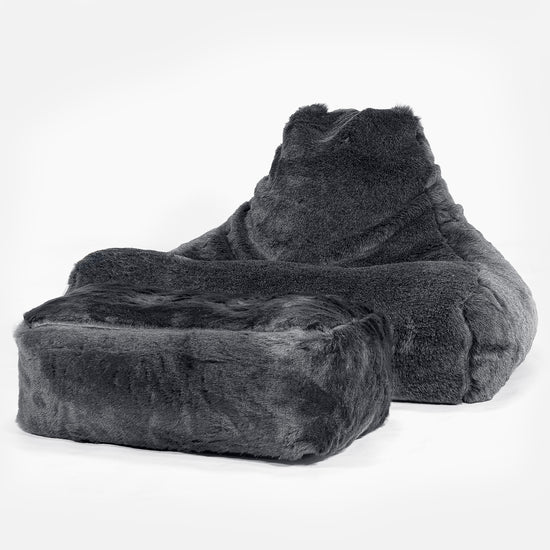 Sitzsack Lounge Sessel - Kunstfell Schwarz 02