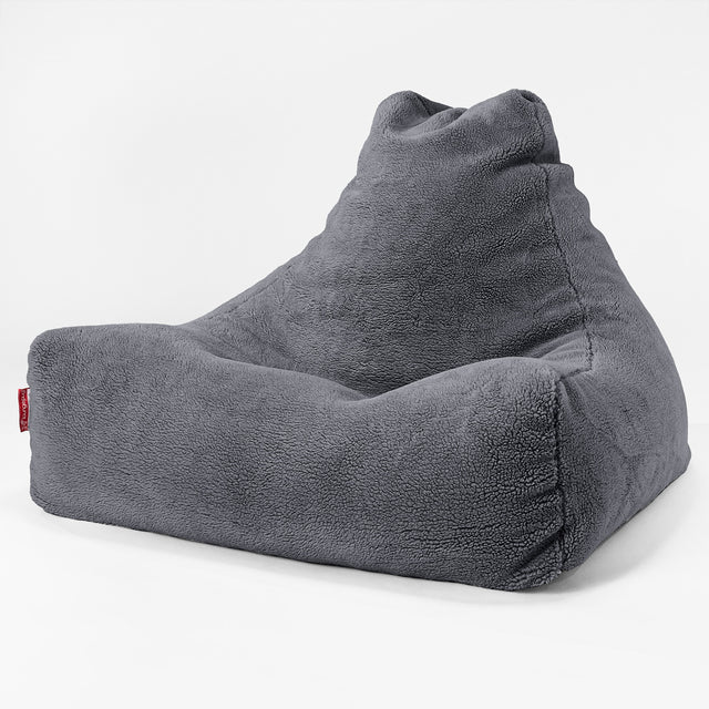 Sitzsack Lounge Sessel - Teddy Kunstfell Dunkelgrau 01