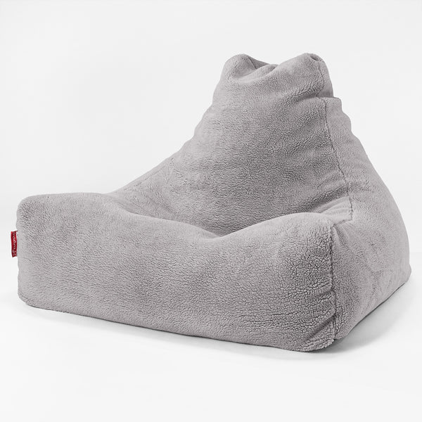 Sitzsack Lounge Sessel - Teddy Kunstfell Mittelgrau 01