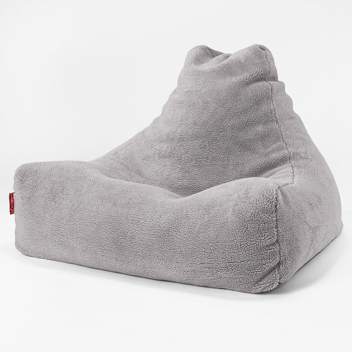 Sitzsack Lounge Sessel - Teddy Kunstfell Mittelgrau 01