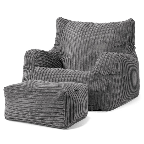 Sitzsack Ohrensessel - Cord Stahlgrau 02