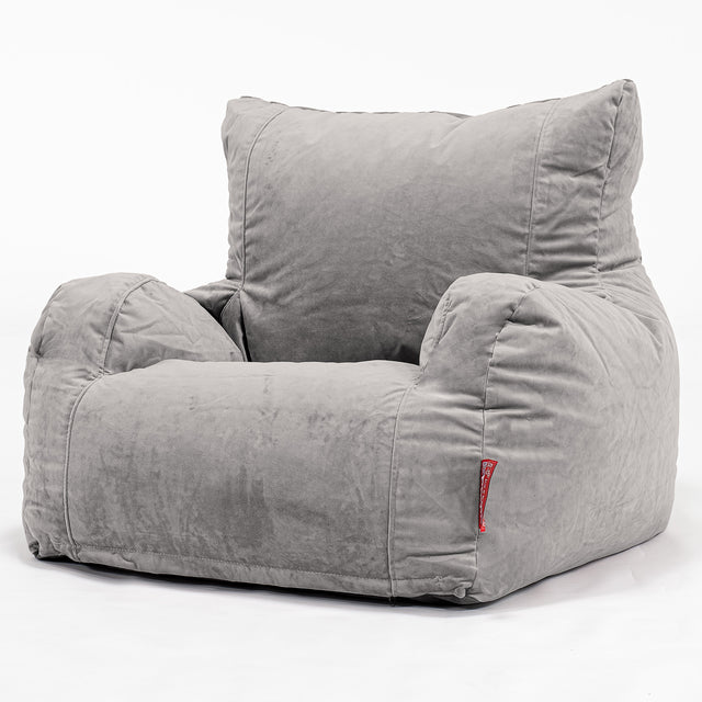 Sitzsack Ohrensessel - Samt Silber 01