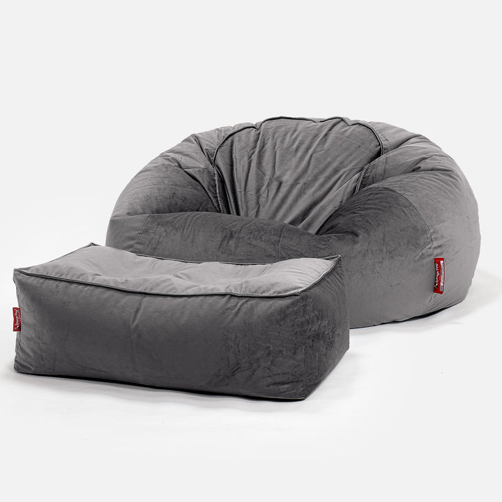 Sitzsack Sofa - Samt Schiefergrau 02