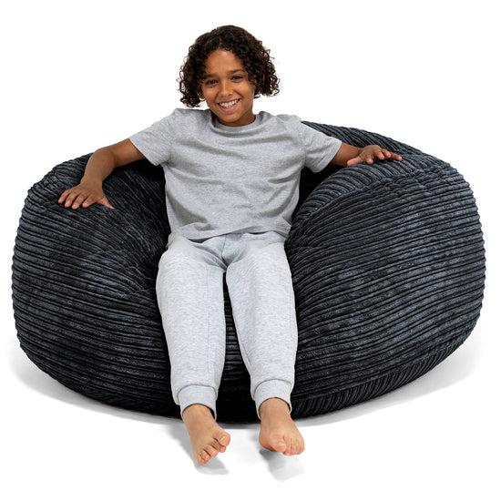 Super Bequemer Riesen Kindersitzsack 6-14 Jahre - Cord Schwarz 01