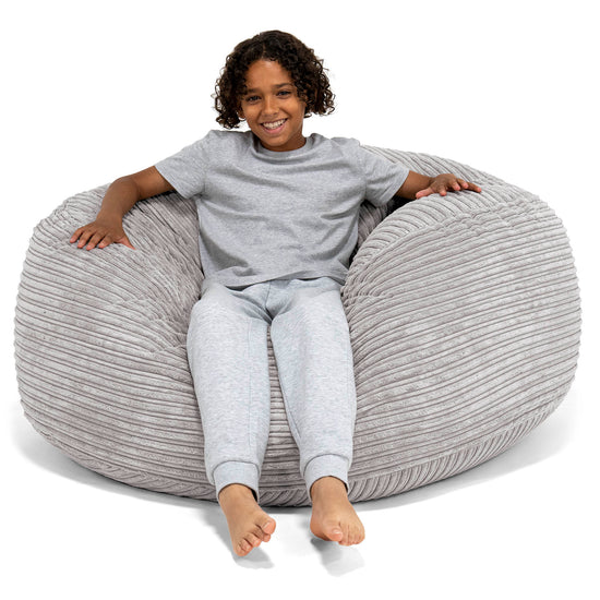 Super Bequemer Riesen Kindersitzsack 6-14 Jahre - Cord Silber 01