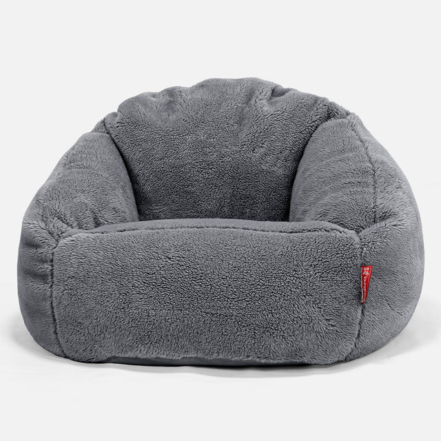 Bubble Sitzsack Sessel - Teddy Kunstfell Dunkelgrau 01