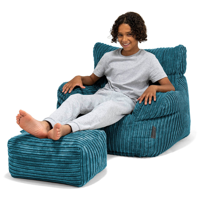 Sitzsack Sessel für Teenager 6-14 Jahre - Cord Blaugrün 01
