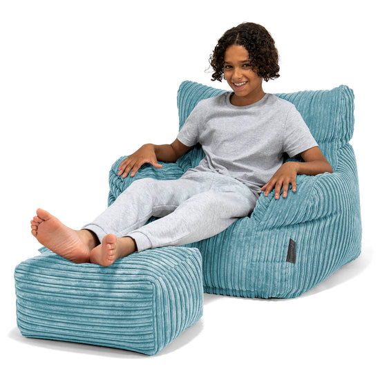 Sitzsack Sessel für Teenager 6-14 Jahre - Cord Türkis 01