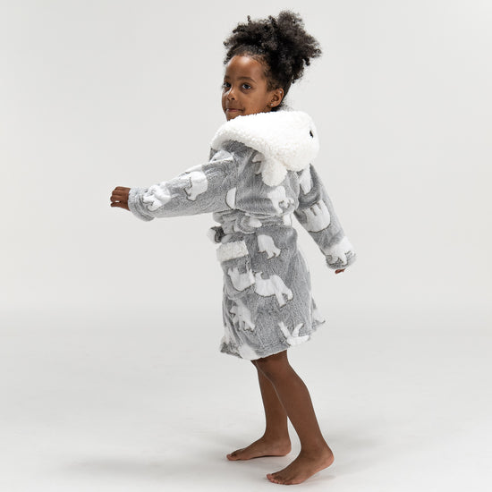 Weicher Fleece Eisbär-Bademantel für Kinder 03