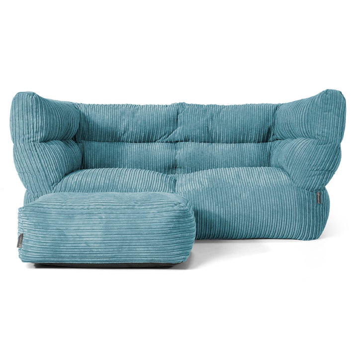 2-Sitzer Louis Sitzsacksofa - Cord Türkis 02