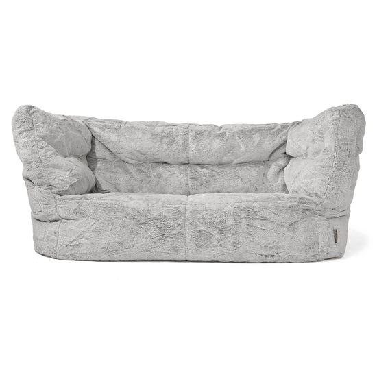 2-Sitzer Louis Sitzsacksofa - Kaninchen Kunstfell Hellgrau 01