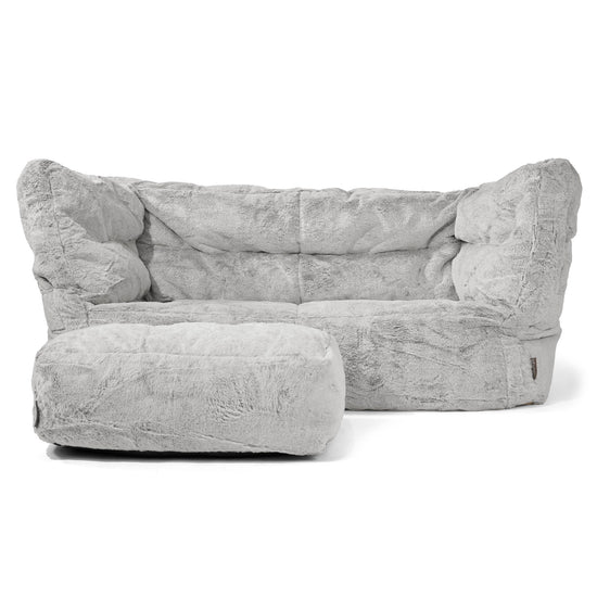 2-Sitzer Louis Sitzsacksofa - Kaninchen Kunstfell Hellgrau 02