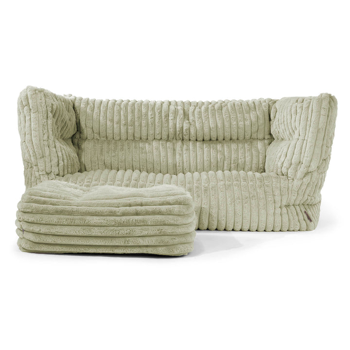 2-Sitzer Louis Sitzsacksofa - Ultra Plüsch Cord Salbeigrün 02
