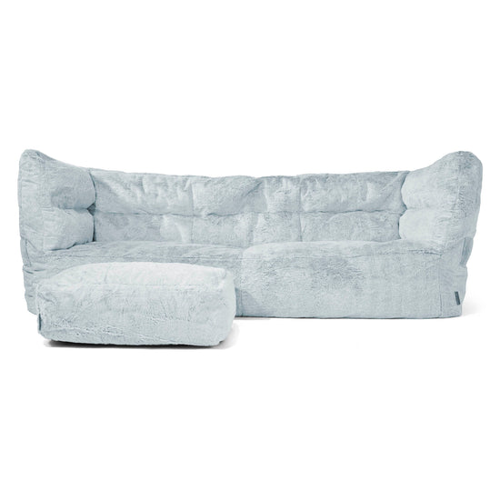 3-Sitzer Louis Sitzsacksofa - Kaninchen Kunstfell Pastellblau 02