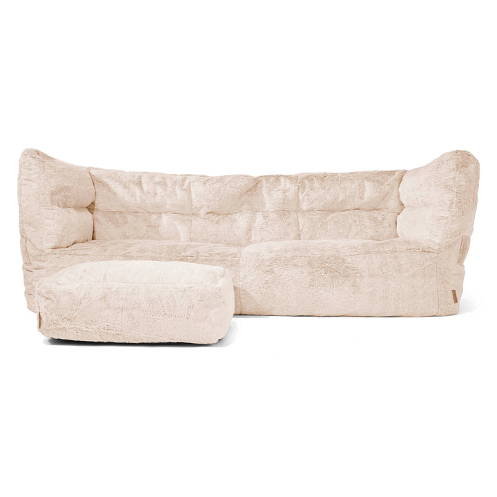 3-Sitzer Louis Sitzsacksofa - Kaninchen Kunstfell Weiß 02