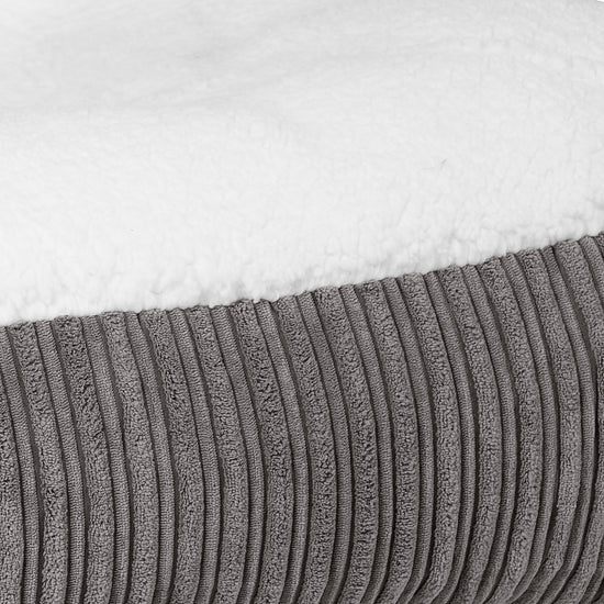 Großes Slouchy Hundebett - Sherpa & Cord Graphitgrau 03