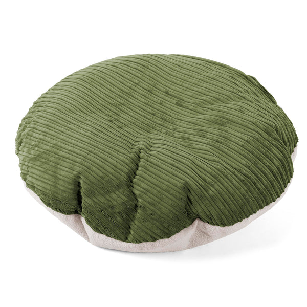 Flexforma Runder Sitzsack für Kleinkinder als Bodenkissen 1-3 Jahre - Bouclé & Cord Nadelwaldgrün 01