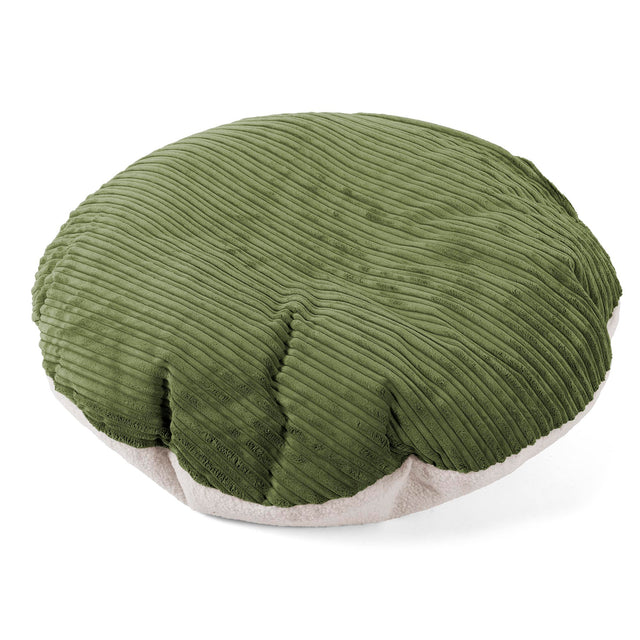 Flexforma Runder Sitzsack für Kleinkinder als Bodenkissen 1-3 Jahre - Bouclé & Cord Nadelwaldgrün 01