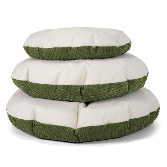 Flexforma Runder Sitzsack für Kleinkinder als Bodenkissen 1-3 Jahre - Bouclé & Cord Nadelwaldgrün 03
