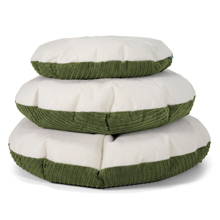 Flexforma Runder Sitzsack für Kleinkinder als Bodenkissen 1-3 Jahre - Bouclé & Cord Nadelwaldgrün 03