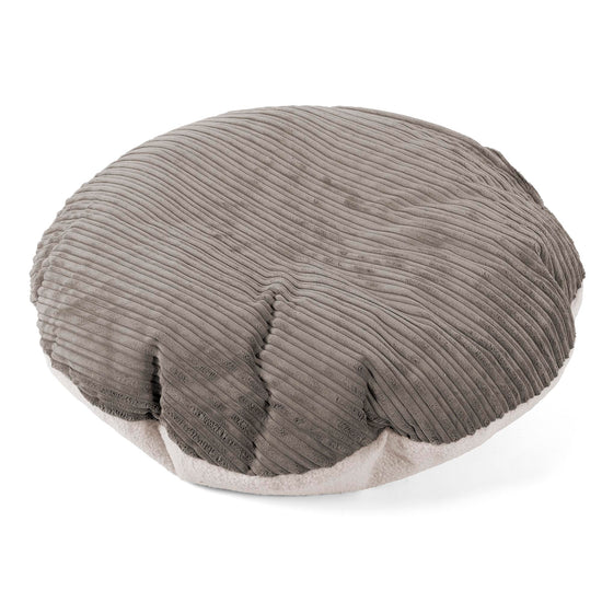 Flexforma Runder Sitzsack für Kleinkinder als Bodenkissen 1-3 Jahre - Bouclé & Cord Graphitgrau 01