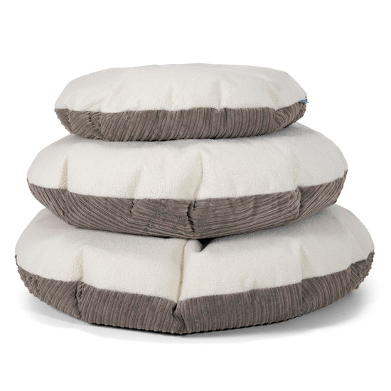 Flexforma Runder Sitzsack für Kleinkinder als Bodenkissen 1-3 Jahre - Bouclé & Cord Graphitgrau 03