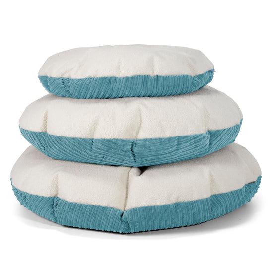 Flexforma Runder Kinder-Sitzsack als Bodenkissen 2-14 Jahre - Bouclé & Cord Türkis 03