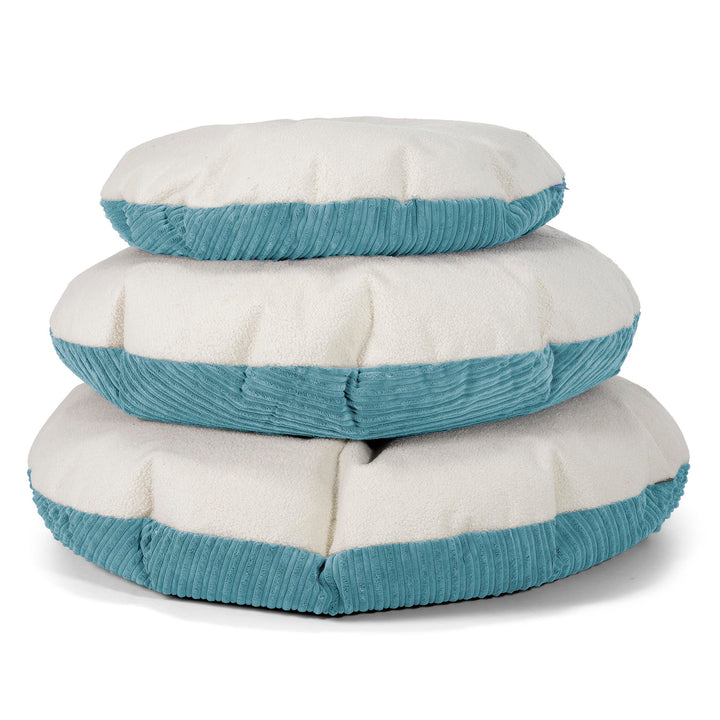 Flexforma Runder Kinder-Sitzsack als Bodenkissen 2-14 Jahre - Bouclé & Cord Türkis 03