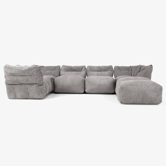 5-Sitzer Modulares Sofa-Set mit Récamiere rechts - Cord Graphitgrau 01