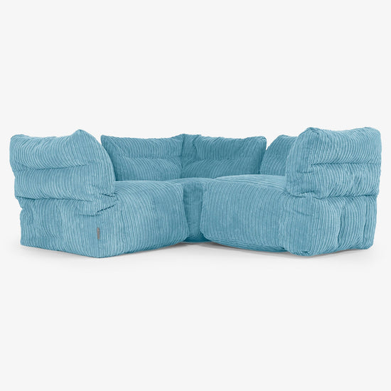3-Sitzer Modulares Ecksofa-Set - Cord Türkis 01