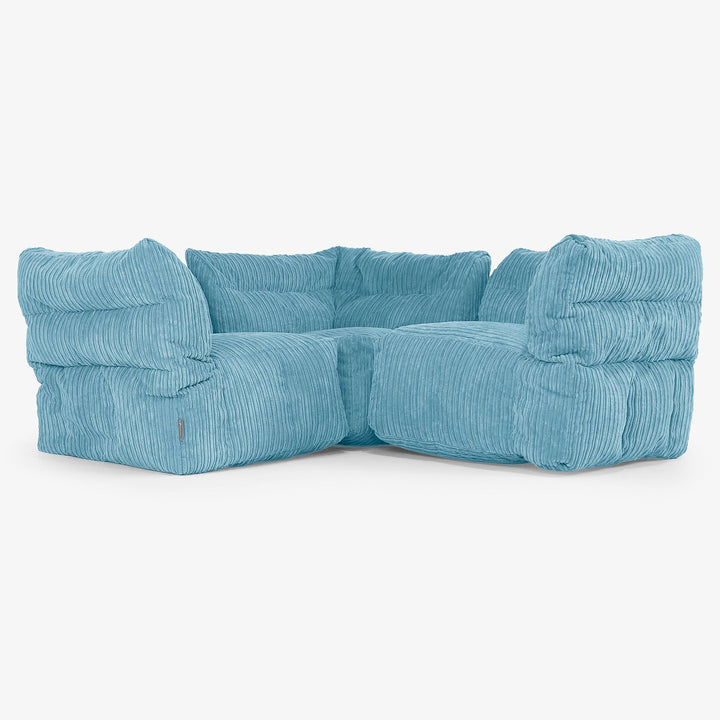 3-Sitzer Modulares Ecksofa-Set - Cord Türkis 01